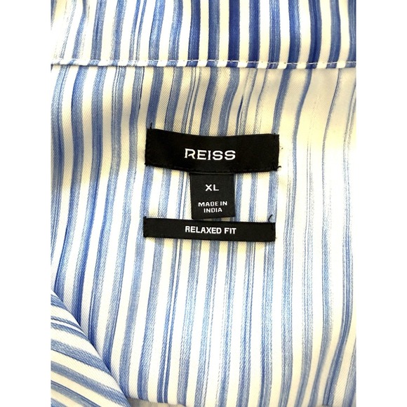 Men's Reiss Blue And White Short Sleeve Shirt Size XL - Picture 3 of 6